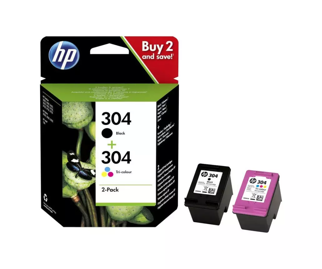 HP 304 noir et couleur - LOT de 2 cartouches d'encre SIMPLE