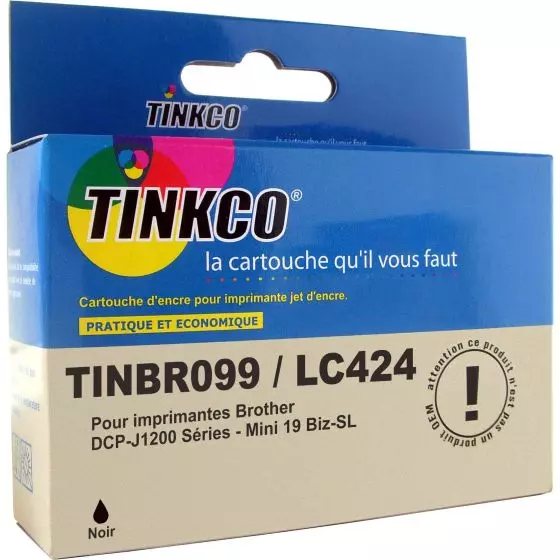 Cartouche Compatible BROTHER LC424 (LC-424BK) Noir de 750 pages - cartouche d'encre compatible BROTHER