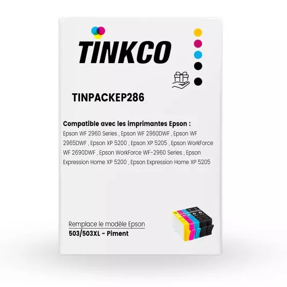 Pack Compatible Epson 503XL Noir et couleur : Lot de 4 cartouches XL + 1 NOIRE OFFERTE compatible Epson série Piment