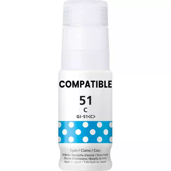 Bouteille Compatible CANON GI-51C (4546C001) cyan - bouteille d'encre compatible CANON