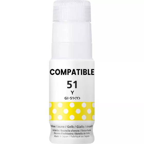 Bouteille Compatible CANON GI-51Y (4548C001) jaune - bouteille d'encre compatible CANON