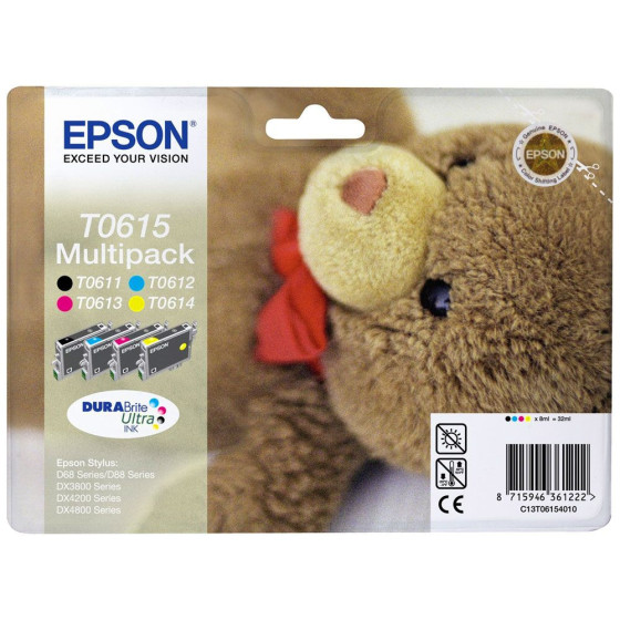 Epson T0615 - Pack de 4 cartouches de marque Epson T0611 T0612 T0613 T0614 (ourson)