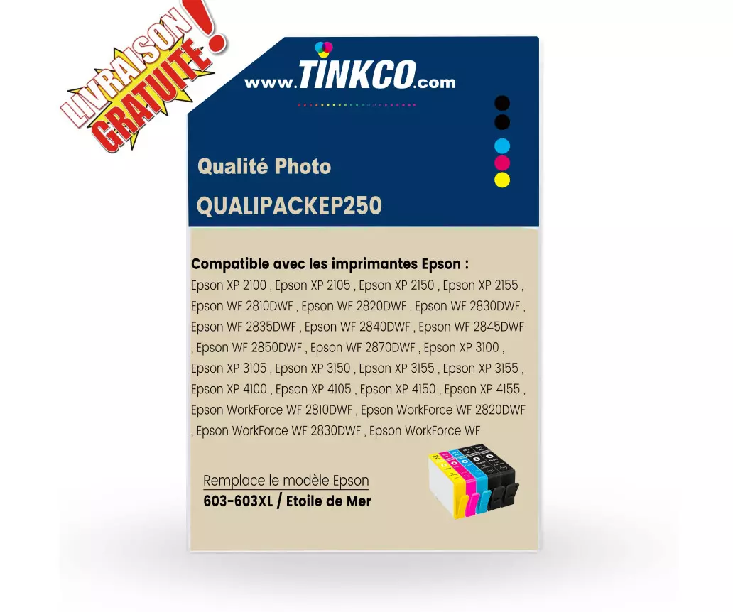 Cartouches d'Encre Tinkco compatibles Epson 603XL Qualité Photo