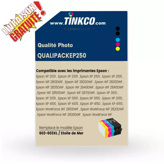QUALITE PHOTO - Lot de 5 Cartouches d'encre TINKCO Noir et couleur compatible avec Epson 603XL