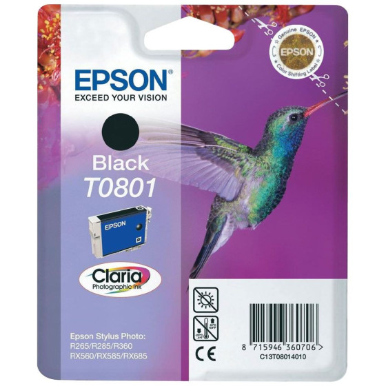 Epson T0801 - Cartouche de marque Epson T0801 C13T080140 noire (colibri / T801)