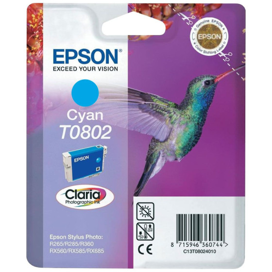 Epson T0802 - Cartouche de marque Epson T0802 C13T080240 cyan (colibri / T802)