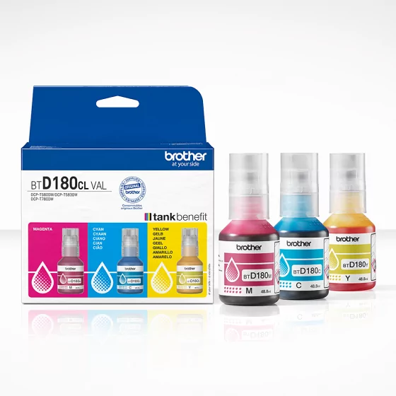 Pack bouteilles d'encre Brother couleur D180CLVAL