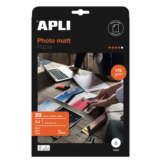 Papier photo mat A4 170 g – 20 feuilles - Apli 10418