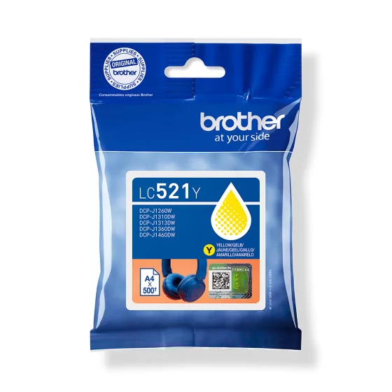 Cartouche d’encre Brother LC521Y jaune - 500 pages