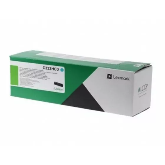 Toner Lexmark C332HC0 Cyan Original - Haute Capacité 2 500 pages Toner Lexmark C332HC0 Cyan Original - Haute Capacité 2 500 pages