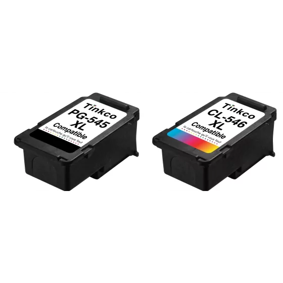 Cartouche Encre Compatibles Canon PG-545XL (Noire) + CL-546XL (Couleur)