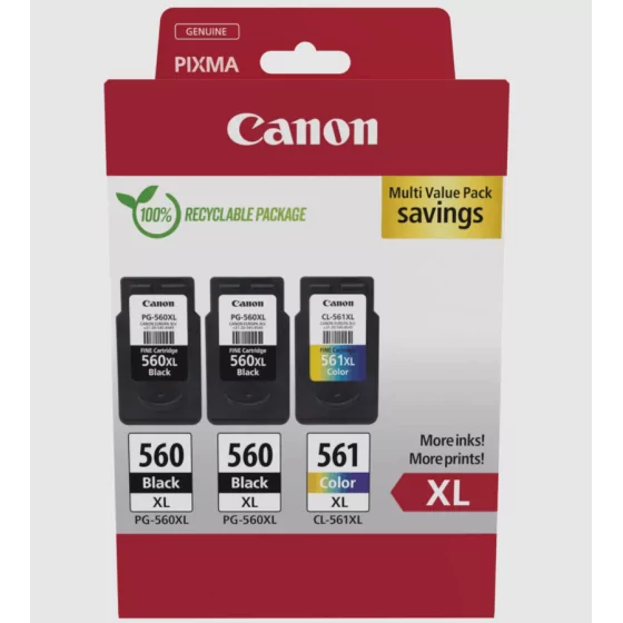 Multipack Original Canon PG-560XL (x2) et CL-561XL - Haute Capacité (3712C009)