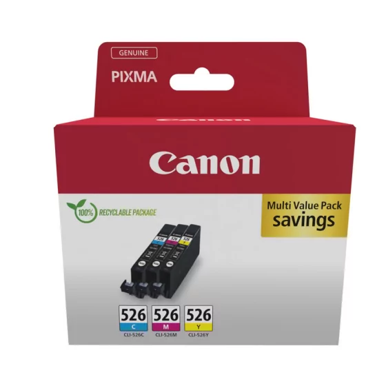 Canon CLI-526 - Pack de 3 cartouches de marque Canon CLI-526 / 4541B006AA (cyan, jaune, magenta)
