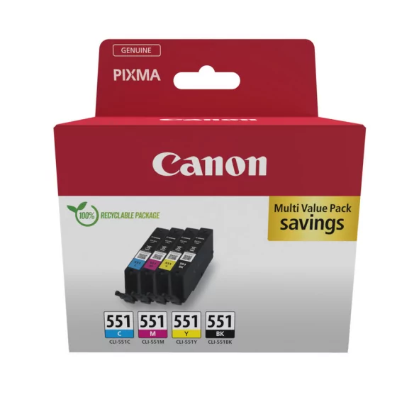 Canon CLI-551 - Pack de 4 cartouches de marque Canon 6509B015 (cyan, magenta, jaune, photo noir)