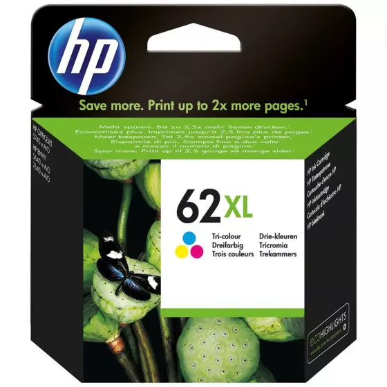 Cartouche HP 62XL (C2P07AE) couleur de 600 pages - cartouche d'encre de marque HP