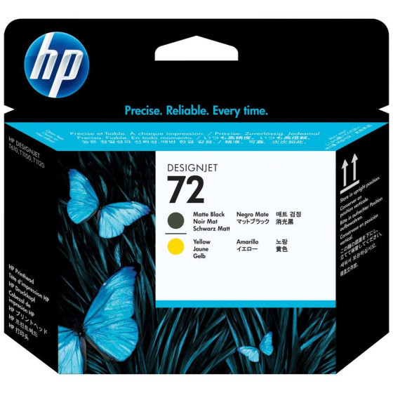 HP 72 - Tête d'impression de marque HP n°72 C9384A noire mat et jaune