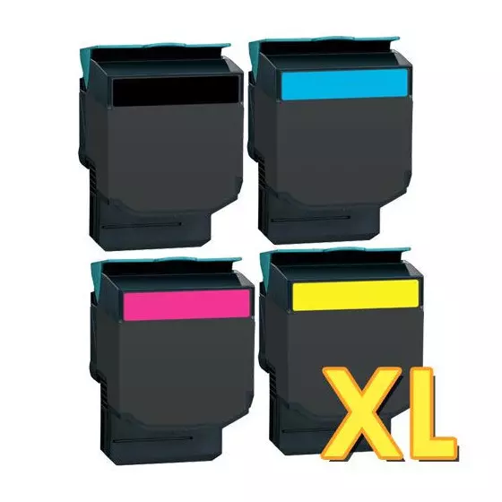 Lexmark C540n - LOT de 4 toners compatibles noir, cyan, magenta et jaune