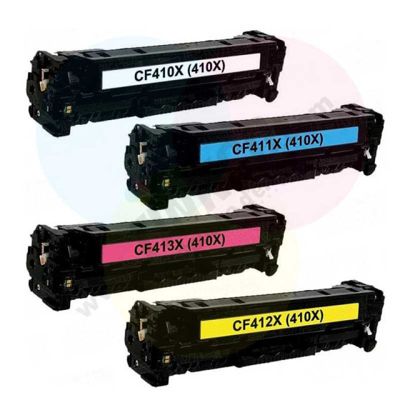 LOT de 4 toners compatibles HP410X noir et couleur remplace les toners HP CF410X à CF413X