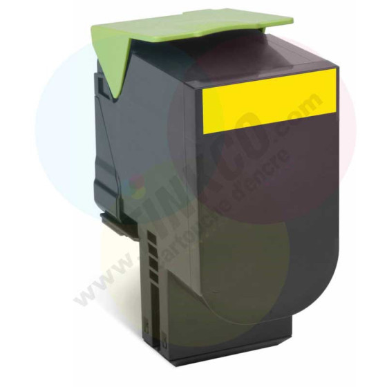 Lexmark 712 Jaune, Toner compatible remplace le modèle Lexmark 71B20Y0 jaune - 2300 pages