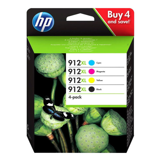 HP 912XL - Pack de 4 cartouches d'encre de marque HP 3YP34AE noir et couleurs
