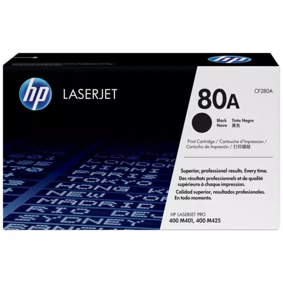 Toner HP 80A (CF280A) noir de 2700 pages - cartouche laser de marque HP