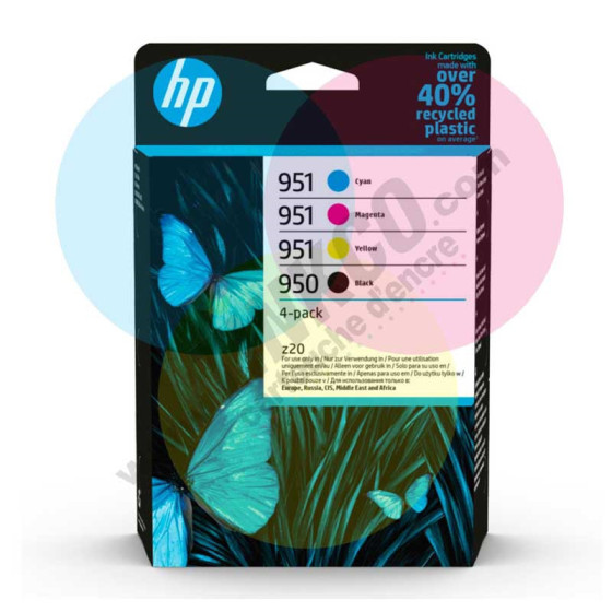 HP 950/951 Noir et couleur - Pack de 4 cartouches d'encre de marque HP 6ZC65AE noir et couleurs de simple capacité