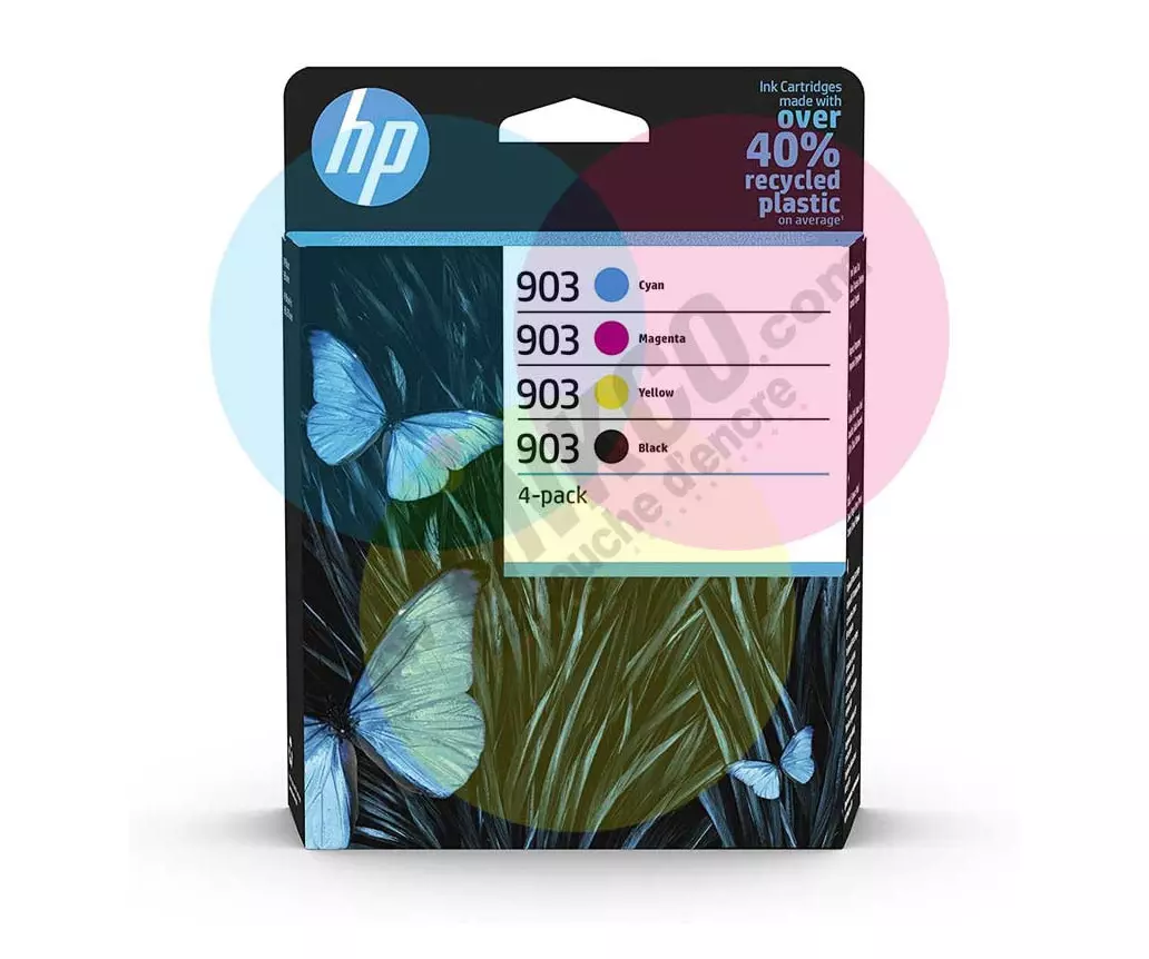 HP 903 Noir et couleur - Pack de 4 cartouches d'encre de marque HP 6ZC73AE  noir et couleurs de simple capacite