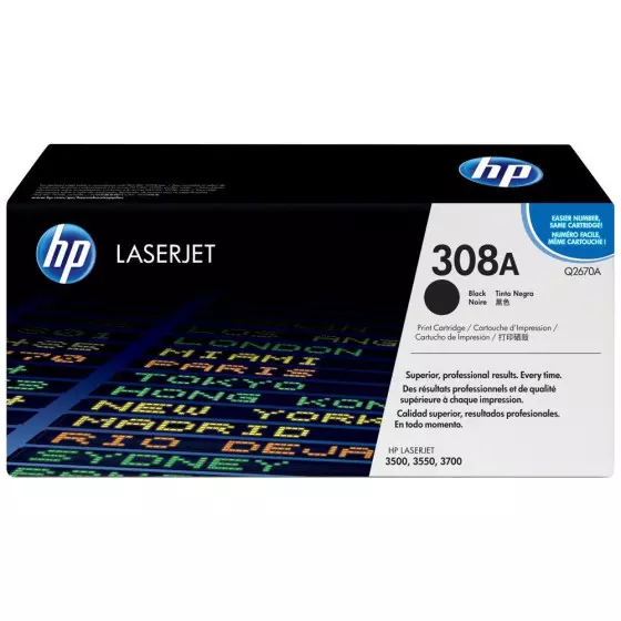 Toner HP 308A (Q2670A) noir de 4000 pages - cartouche laser de marque HP