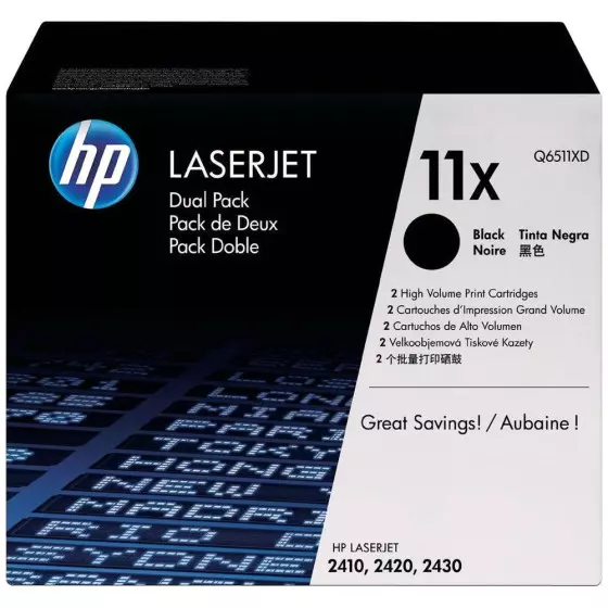 Toner HP 11X (Q6511X) noir de 12000 pages - cartouche laser de marque HP