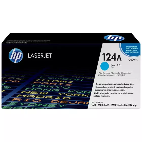 Toner HP 124A (Q6001A) cyan de 2000 pages - cartouche laser de marque HP