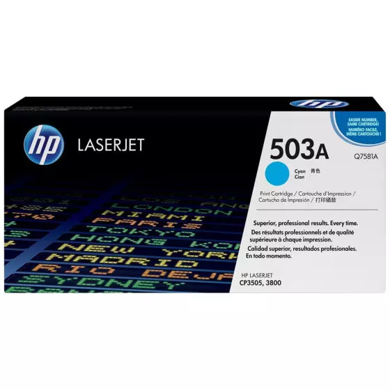 Toner HP 503A (Q7581A) cyan de 6000 pages - cartouche laser de marque HP