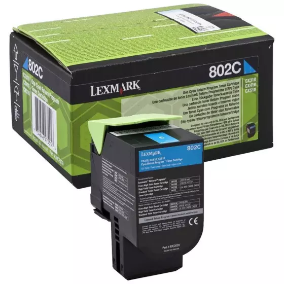 Toner LEXMARK 802C (80C20C0) cyan de 1000 pages - cartouche laser de marque LEXMARK