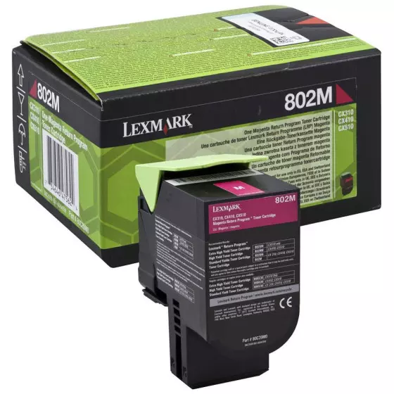 Toner LEXMARK 802M (80C20M0) magenta de 1000 pages - cartouche laser de marque LEXMARK