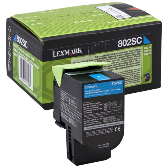 Lexmark 802SC - Toner de marque Lexmark 80C2SC0 LRP cyan (grande capacité)
