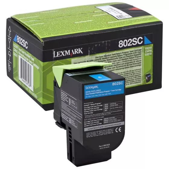Toner LEXMARK 802SC (80C2SC0) cyan de 2000 pages - cartouche laser de marque LEXMARK