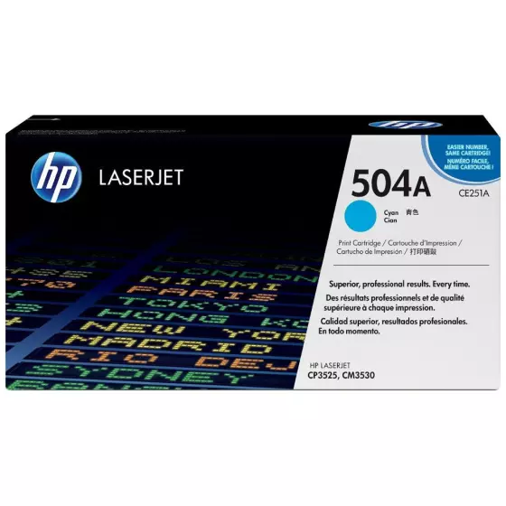 Toner HP 504A (CE251A) cyan de 7000 pages - cartouche laser de marque HP