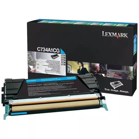 Toner LEXMARK C734A1 (0C734A1CG) cyan de 6000 pages - cartouche laser de marque LEXMARK