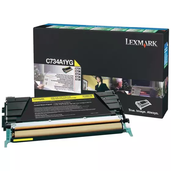 Toner LEXMARK C734AY (0C734A1YG) jaune de 6000 pages - cartouche laser de marque LEXMARK