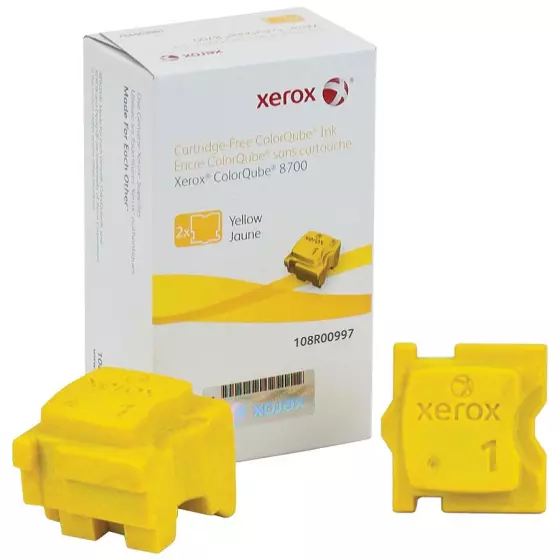 Xerox 108R00997 - LOT de 2 sticks d'encre solide de marque Xerox ColorQube 8700 jaune