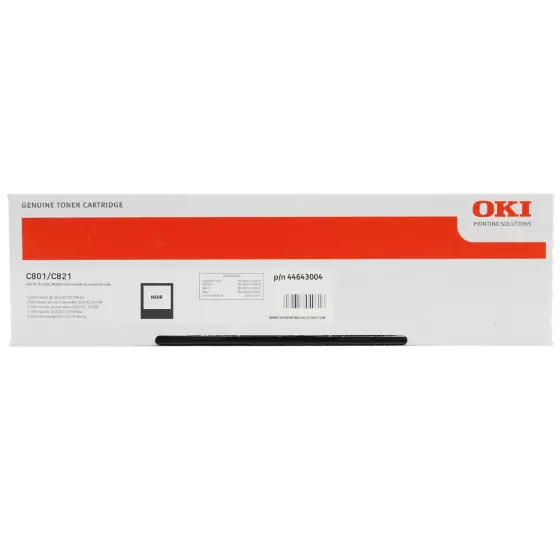 Toner OKI C801 / C821 (44643004) noir de 7000 pages - cartouche laser de marque OKI