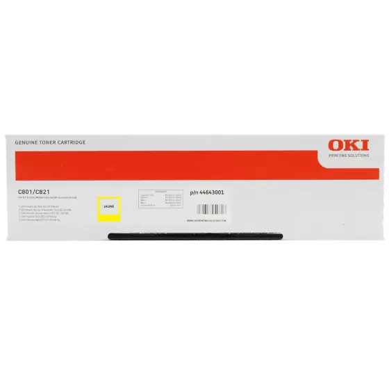 Toner OKI C801 / C821 (44643001) jaune de 7300 pages - cartouche laser de marque OKI