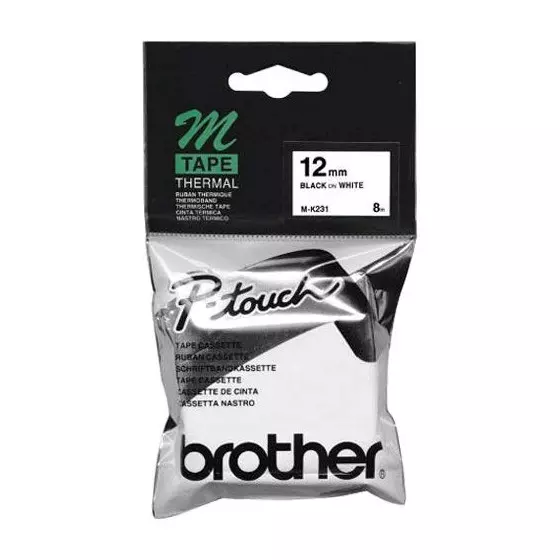 Ruban laminé de marque Brother MK-231 12mm noir/blanc