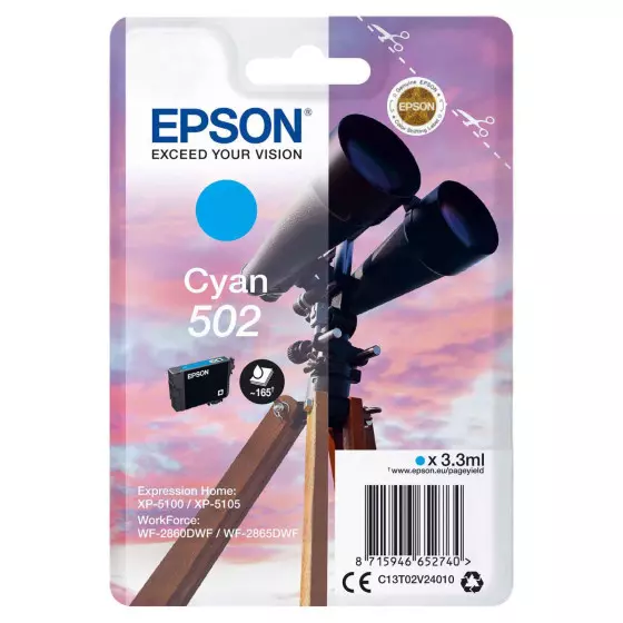 Cartouche EPSON 502 Jumelles (C13T02V24010) cyan - cartouche d'encre de marque EPSON
