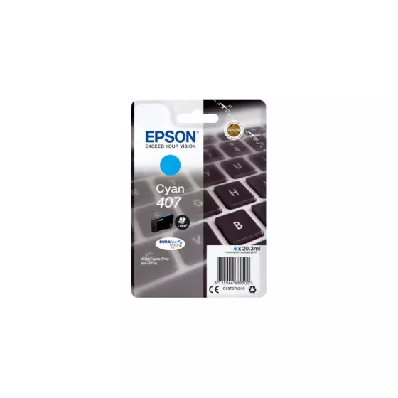 Cartouche EPSON 407 Clavier (C13T07U240) cyan - cartouche d'encre de marque EPSON