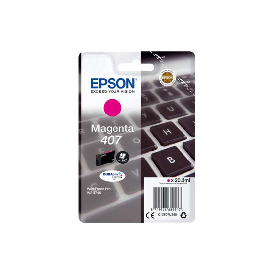 Epson 407 magenta. Cartouche d'encre de marque Epson Clavier 20,3ml / 1900 pages