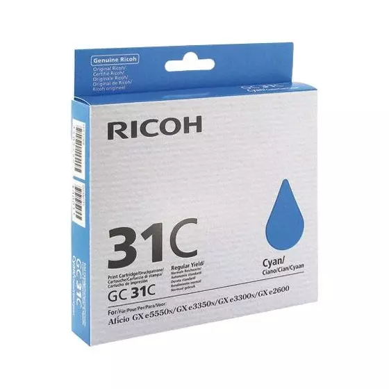 Cartouche RICOH GC-31C (GC31C) cyan - cartouche d'encre de marque RICOH