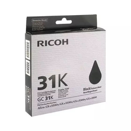 Cartouche RICOH GC-31K (GC31K) noir - cartouche d'encre de marque RICOH