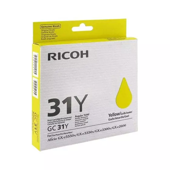Cartouche RICOH GC-31Y (GC31Y) jaune - cartouche d'encre de marque RICOH