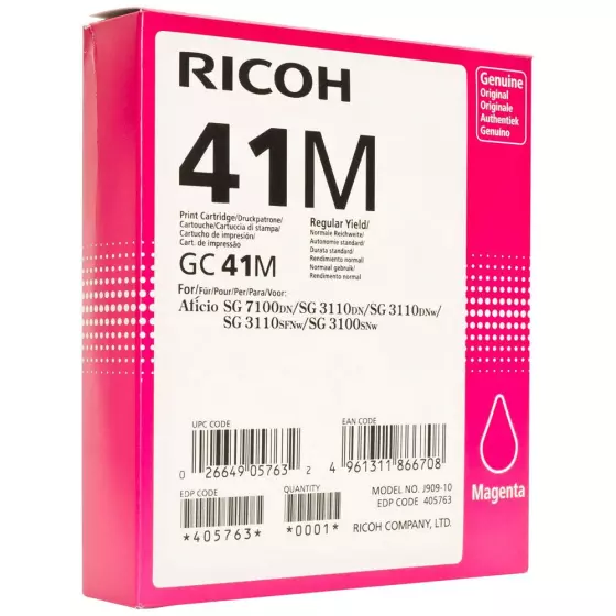 Ricoh GC-41M - Cartouche Gel de marque Ricoh GC41M 405763 magenta (grande capacité)