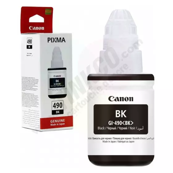 Cartouche CANON GI-490BK (GI490BK) noir pigmenté - cartouche d'encre de marque CANON